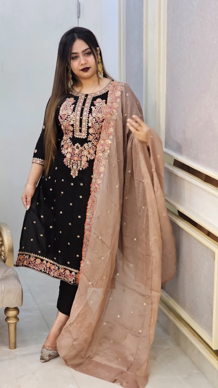 Premium Sequence Embroidery Three Piece