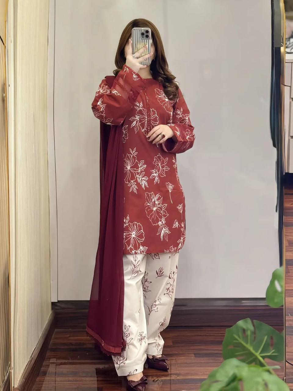 Cotton dress with skin print