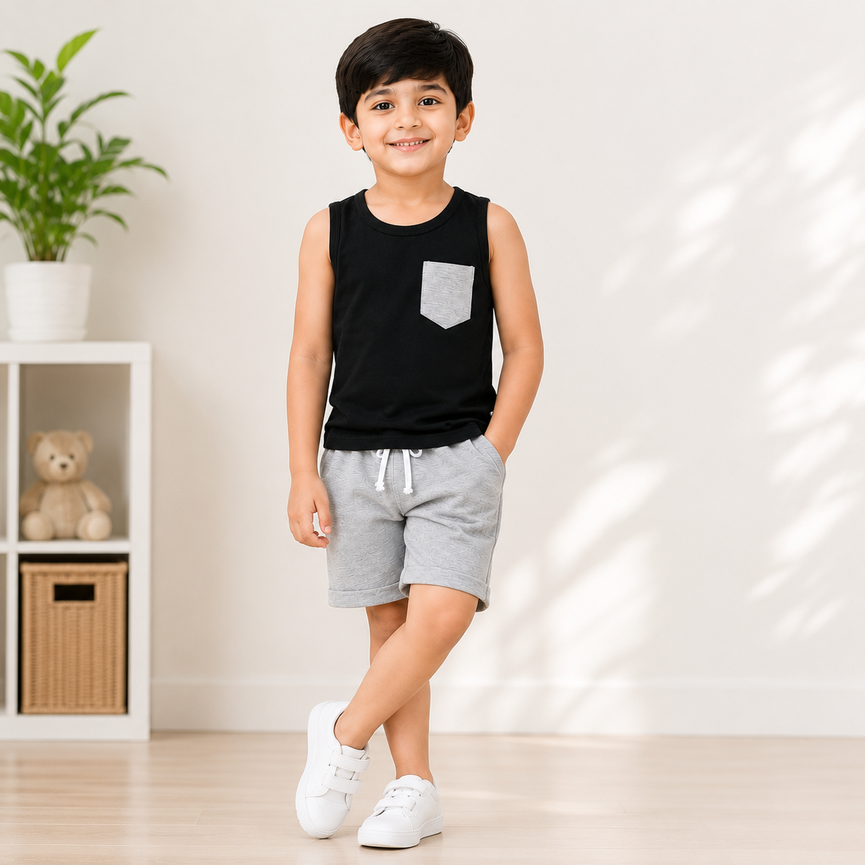 Baby Boys Black & Grey Summer Comfort Set (6 Months–6 Years)